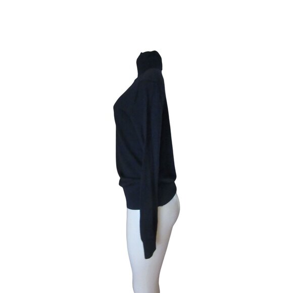 Bartolini Italian Made Black Wool Blend Turtleneck Sweater Size L - Picture 4 of 6